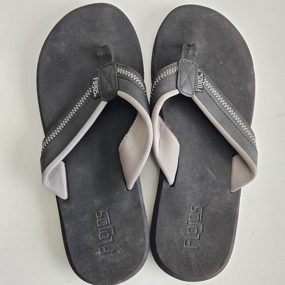 FLOJOS Two Tone Strap Black Gray FLIP FLOPS Men's Size‎ 11